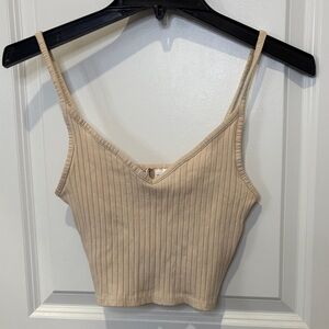 H&M Beige Ribbed Camisole Top